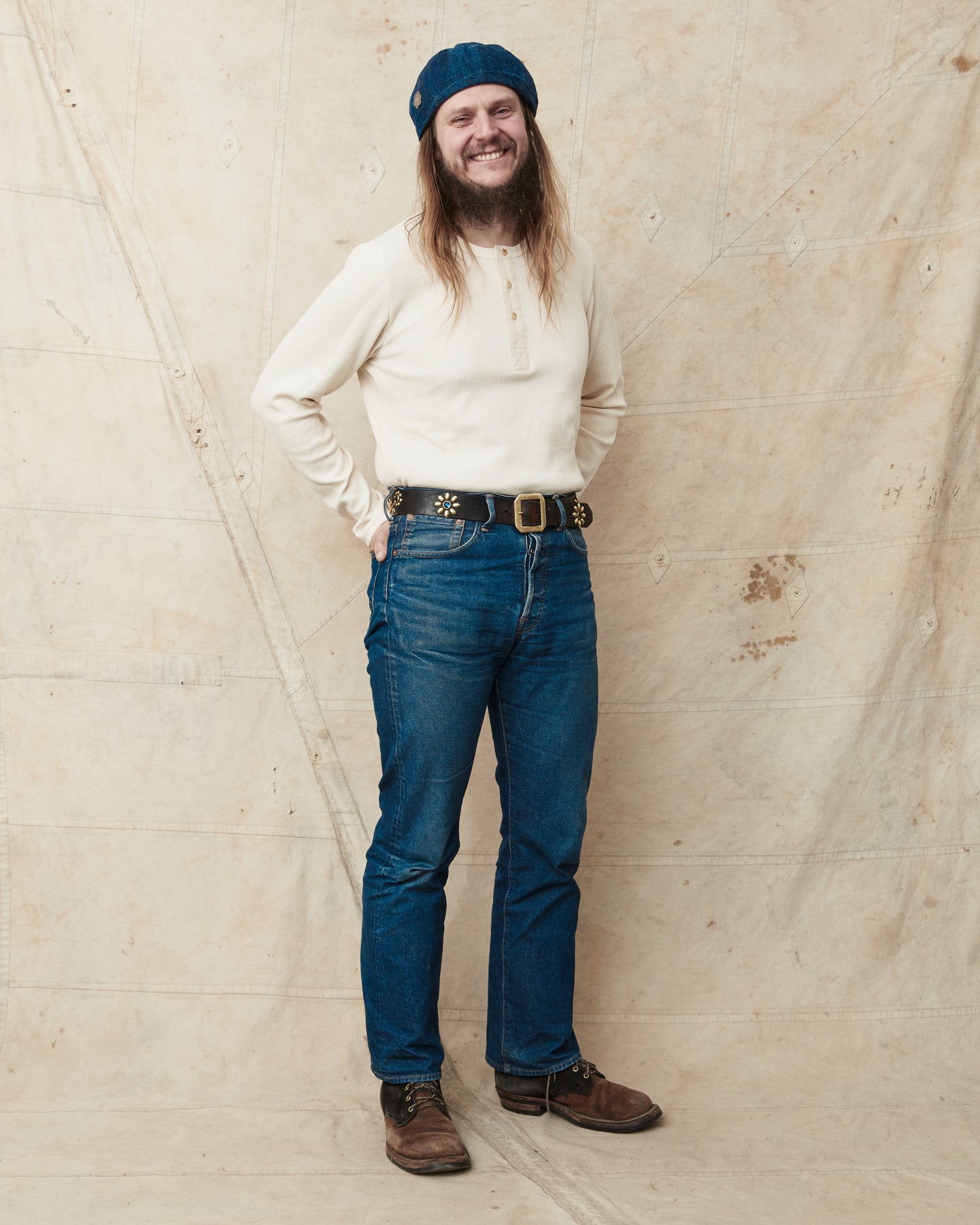 Hermansson Long Sleeve Ribbed Cotton Henley Shirt