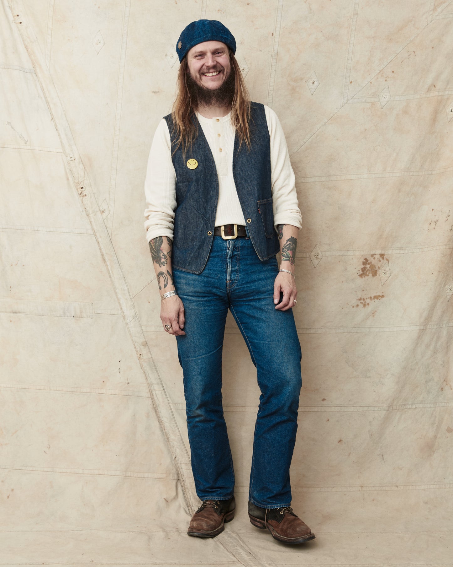 Hermansson Long Sleeve Ribbed Cotton Henley Shirt