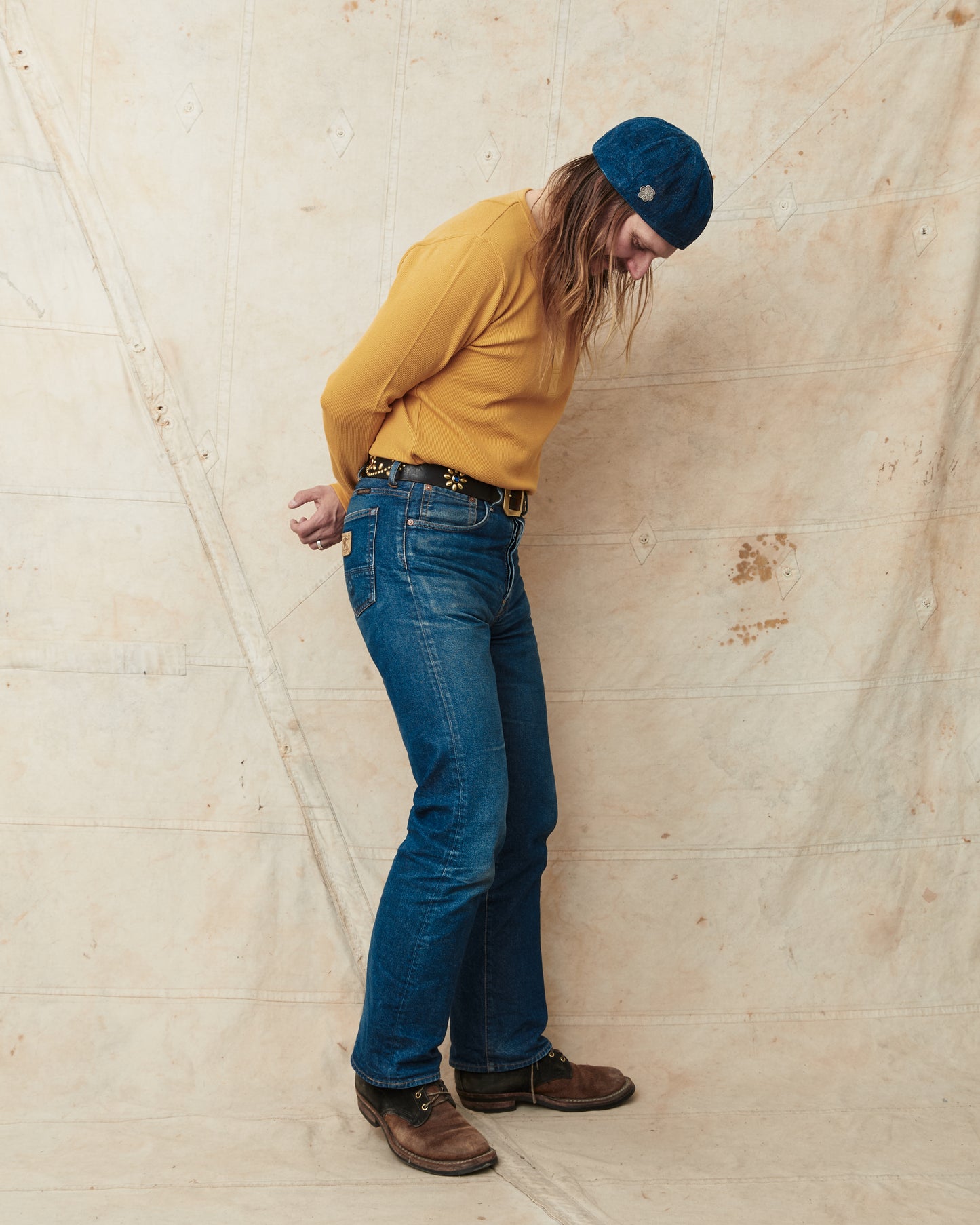 Hermansson Yellow Long Sleeve Ribbed Cotton Henley Shirt