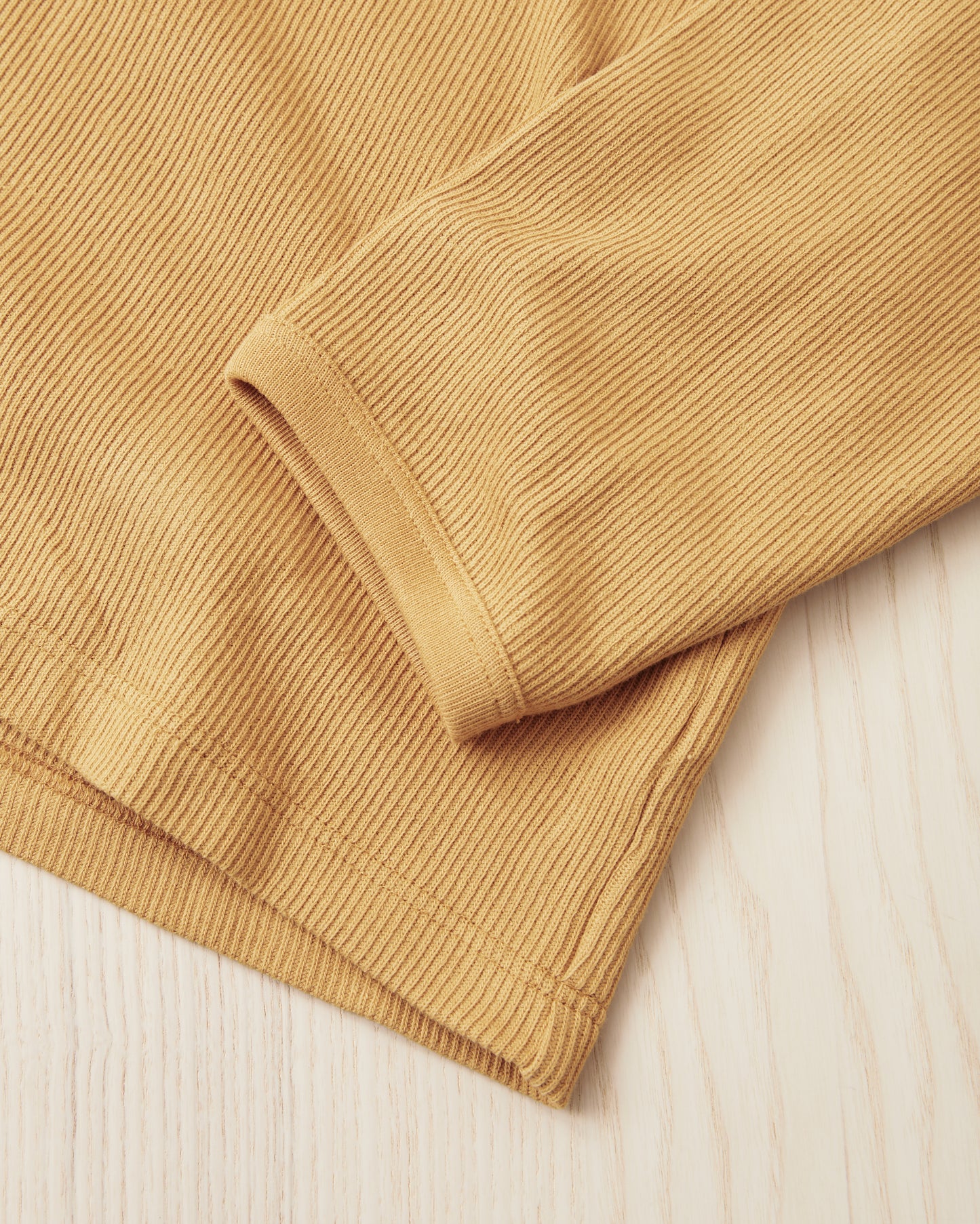 Hermansson Yellow Long Sleeve Ribbed Cotton Henley Shirt
