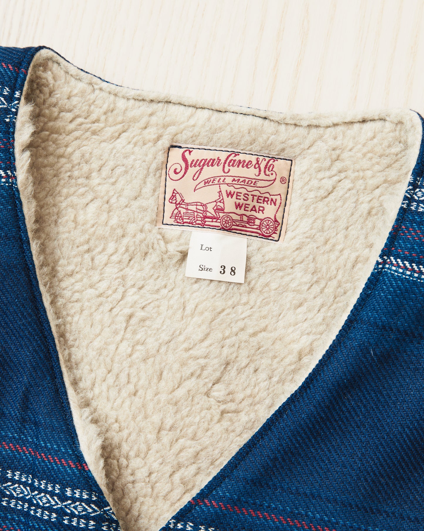 Sugar Cane & Co SC15828 Indigo Dobby Work Vest Boa Lining