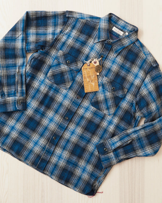 Sugar Cane & Co. SC29584 Fiction Romance Herringbone Twill Check Work Flanell Shirt Navy