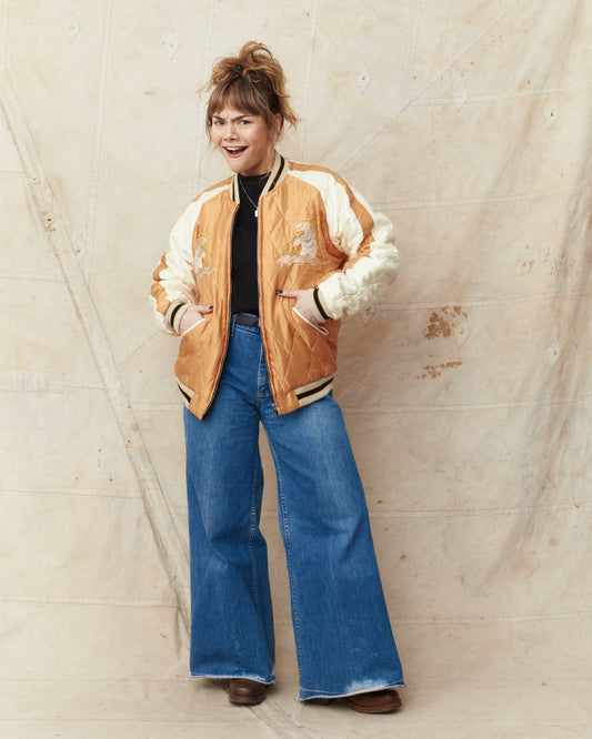 Tailor Toyo TT15792 Souvenir "Sukajan" Late 1950s Style Velveteen Jacket Polar Bear x Alaska Map