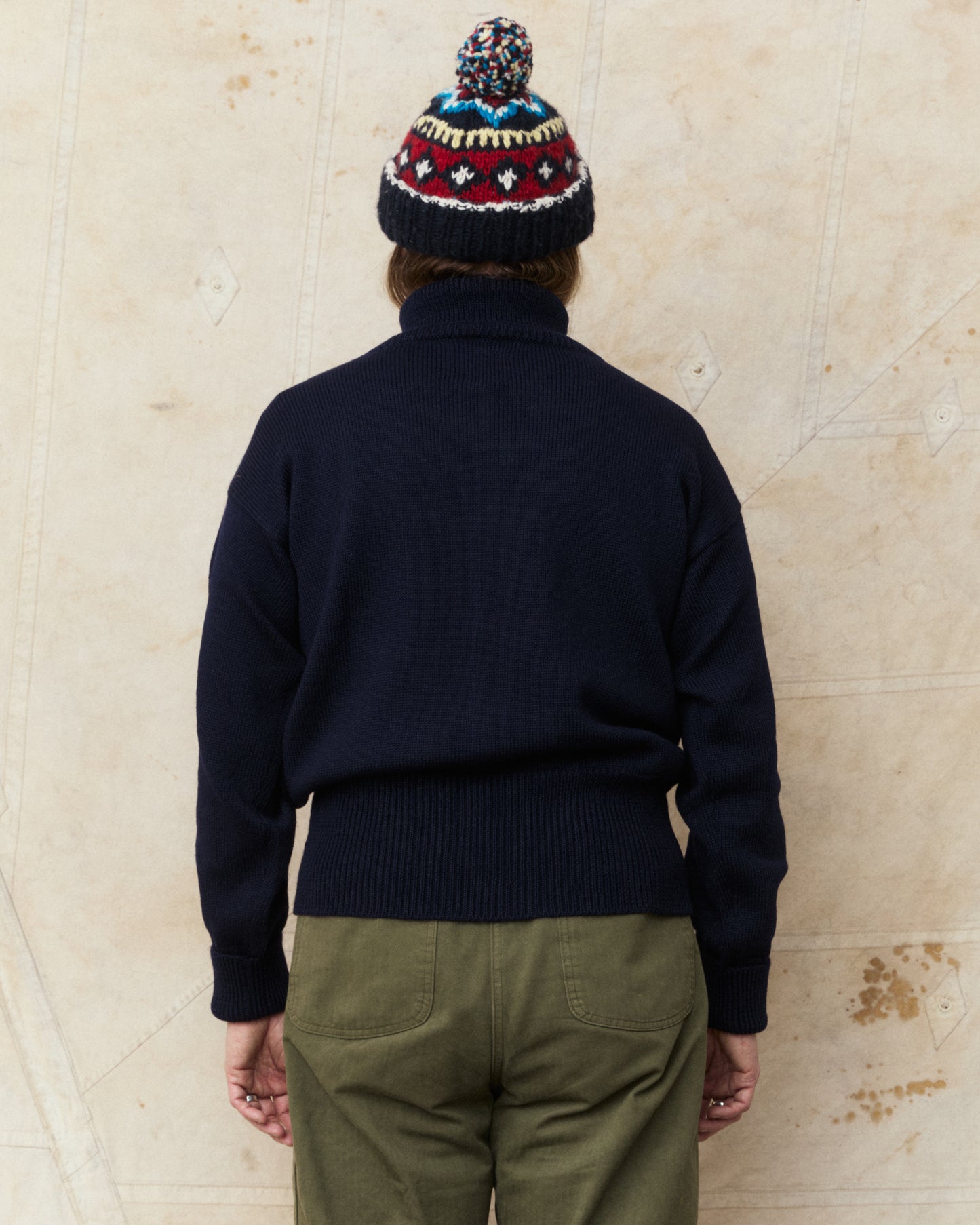 North Sea Clothing The Submariner Roll Neck Wool Jumper Navy