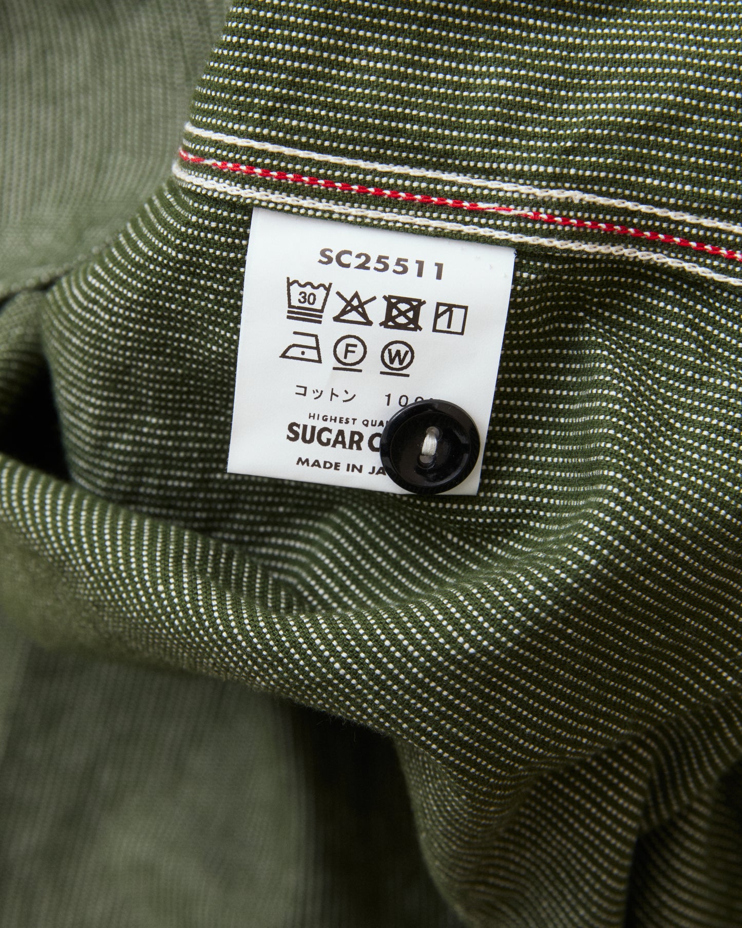 Sugar Cane & Co. Olive Striped Work Shirt SC25511