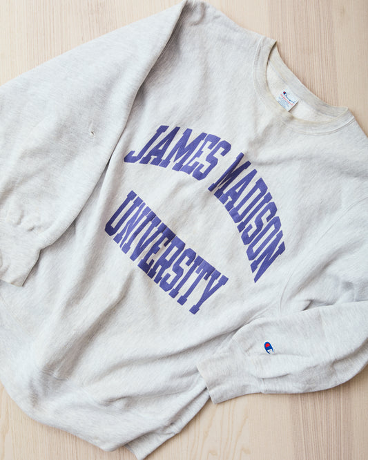 Vintage 90's Champion Reverse Weave Sweatshirt James Madison University Gray Melange XL