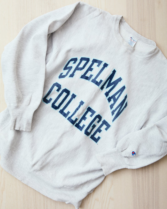 Vintage 90's Champion Reverse Weave Sweatshirt Spelman College Gray Melange XL