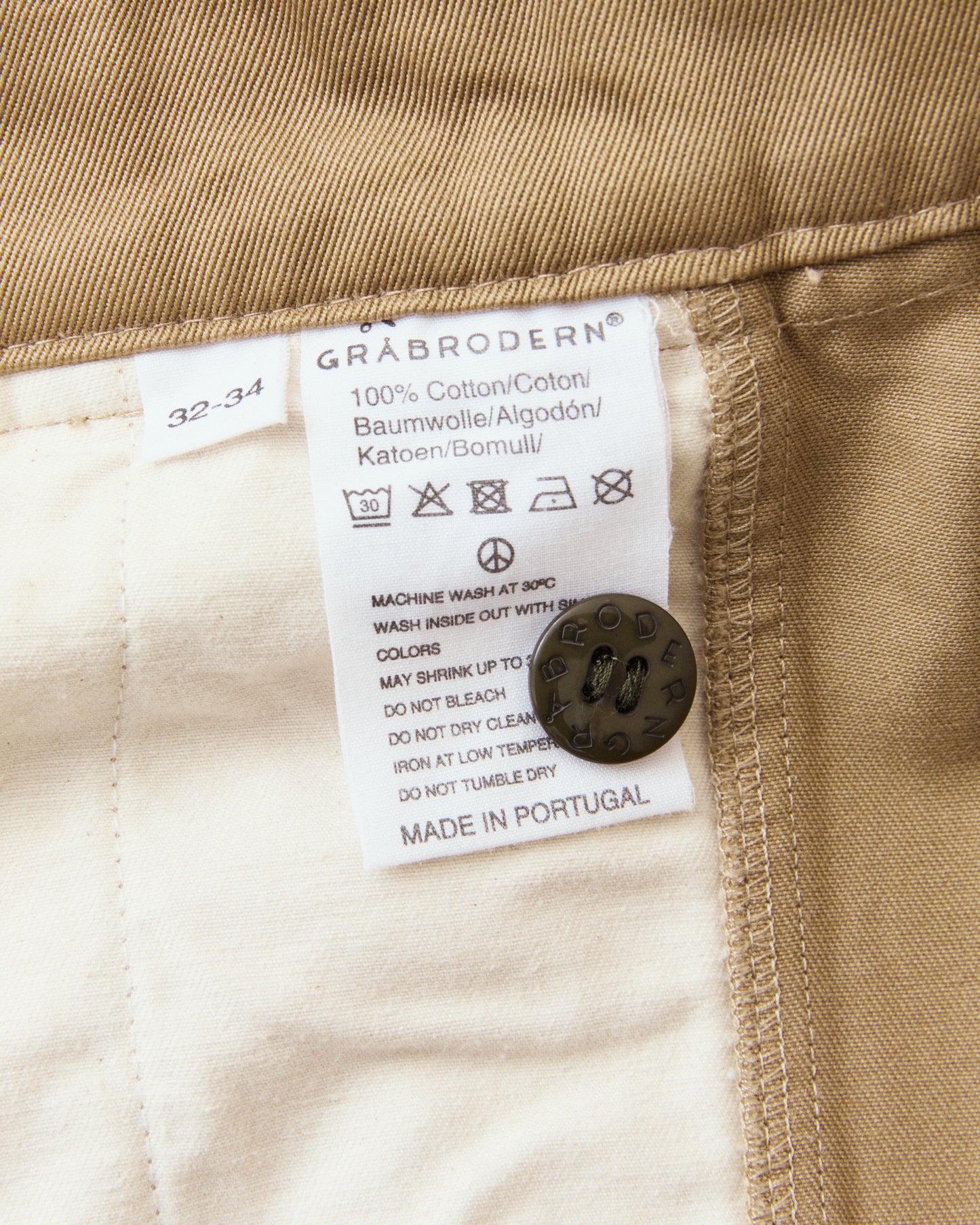 Gråbrodern Eke Pleat Relaxed Chino Italian Khaki Twill Light Rinse