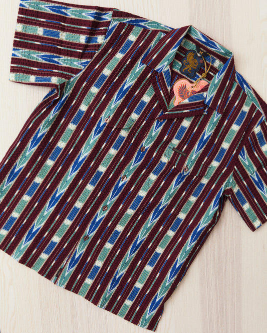 Indigofera Deville Printed Seersucker Wine/Ecru Shirt