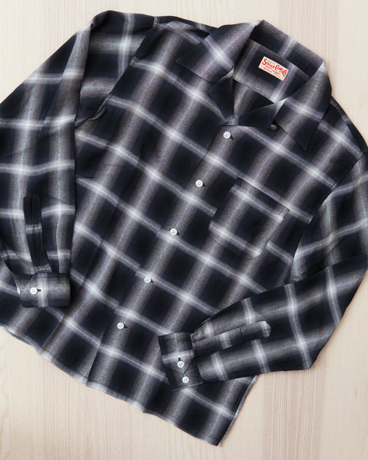Sugar Cane & Co. Rayon Ombre Check Open Shirt Black SC29120