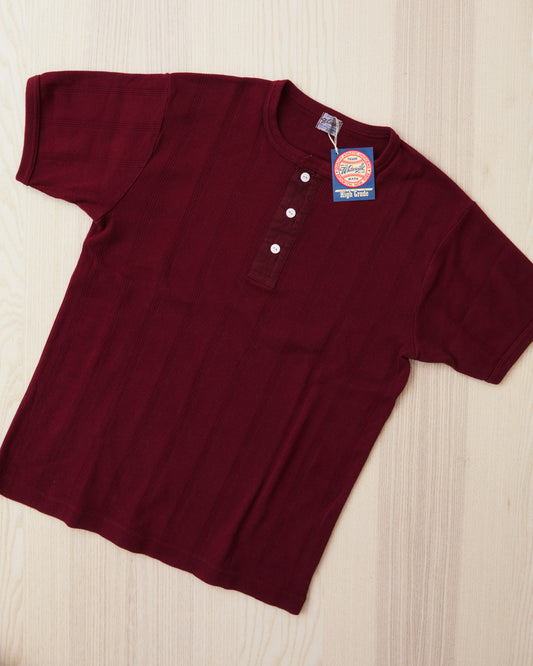 Whitesville WV79680-170 Short Sleeve Ribbed Henley Shirt Wine