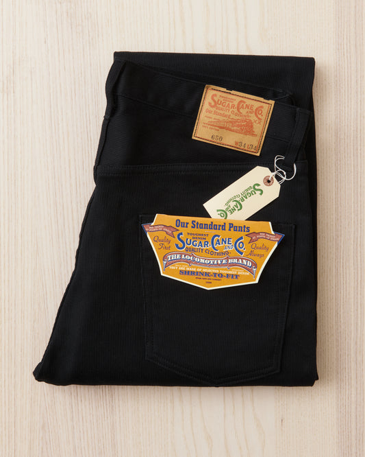 Sugar Cane & Co. SC42650 11oz. Cotton Pique Zipper Fly Jeans Black