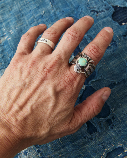 Tenable Crafts TC261 Silver & Turquoise Thunderbird Ring Size US 14