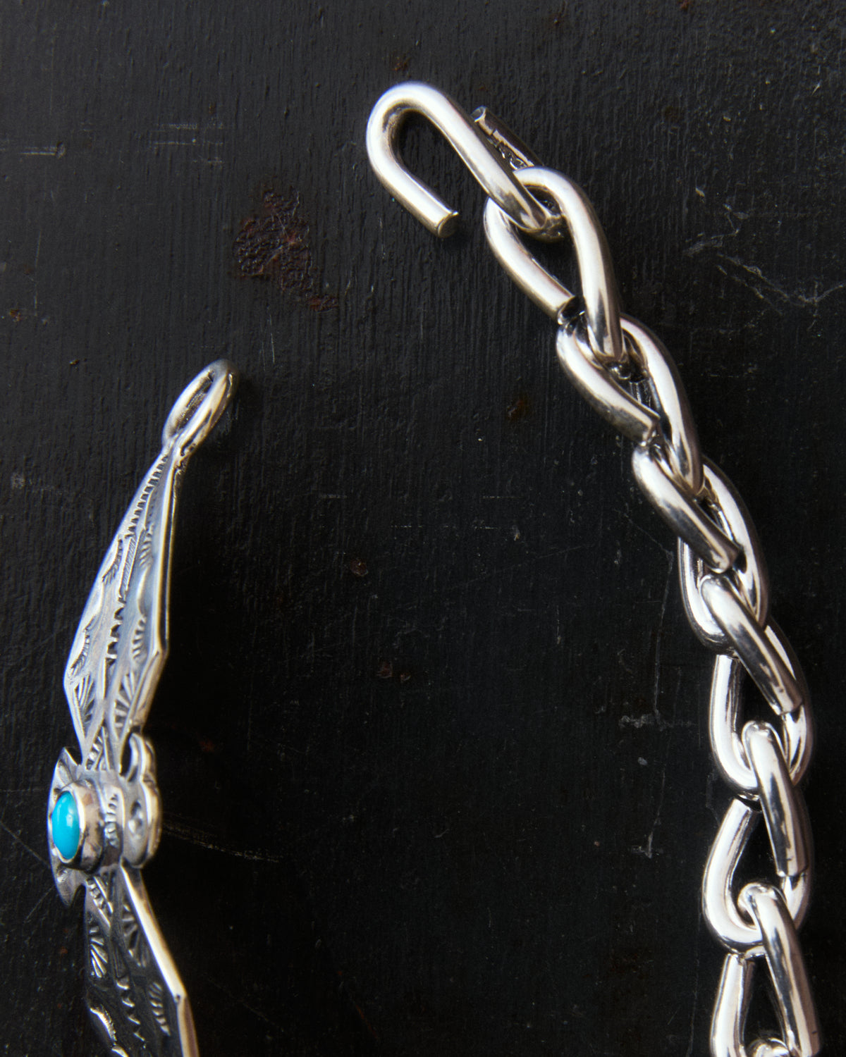 Larry Smith Thunderbird Chain Turquoise Bracelet BR-0099