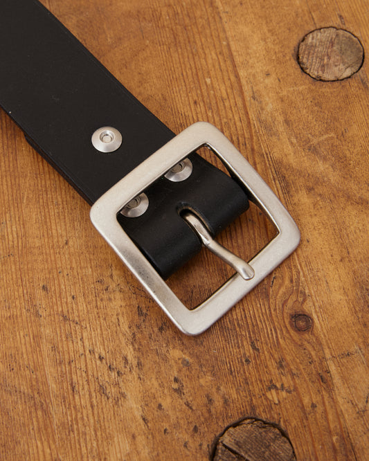 Lone Wolf Leather Belt Tärnsjö Black Veg Tanned Matt Nickel Buckle