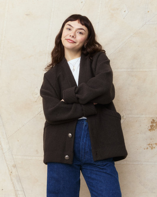 Indigofera Roan Boiled Wool Cardigan Charcoal
