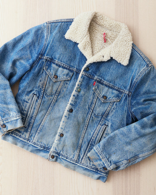 Vintage 80's Made in USA Levi's Denim Sherpa Trucker Jacket Size 42