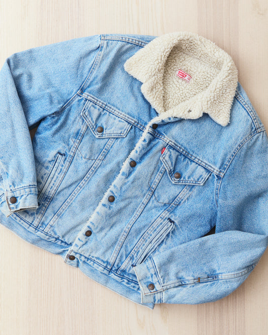 Vintage 80's Made in USA Levi's Denim Sherpa Trucker Jacket Size 40