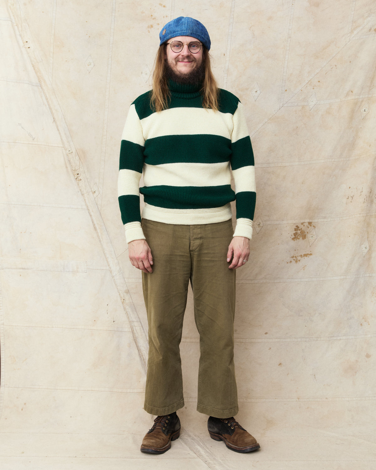 Heimat Signal Rollneck Wool Sweater Seashell / Tannen Green Rugby