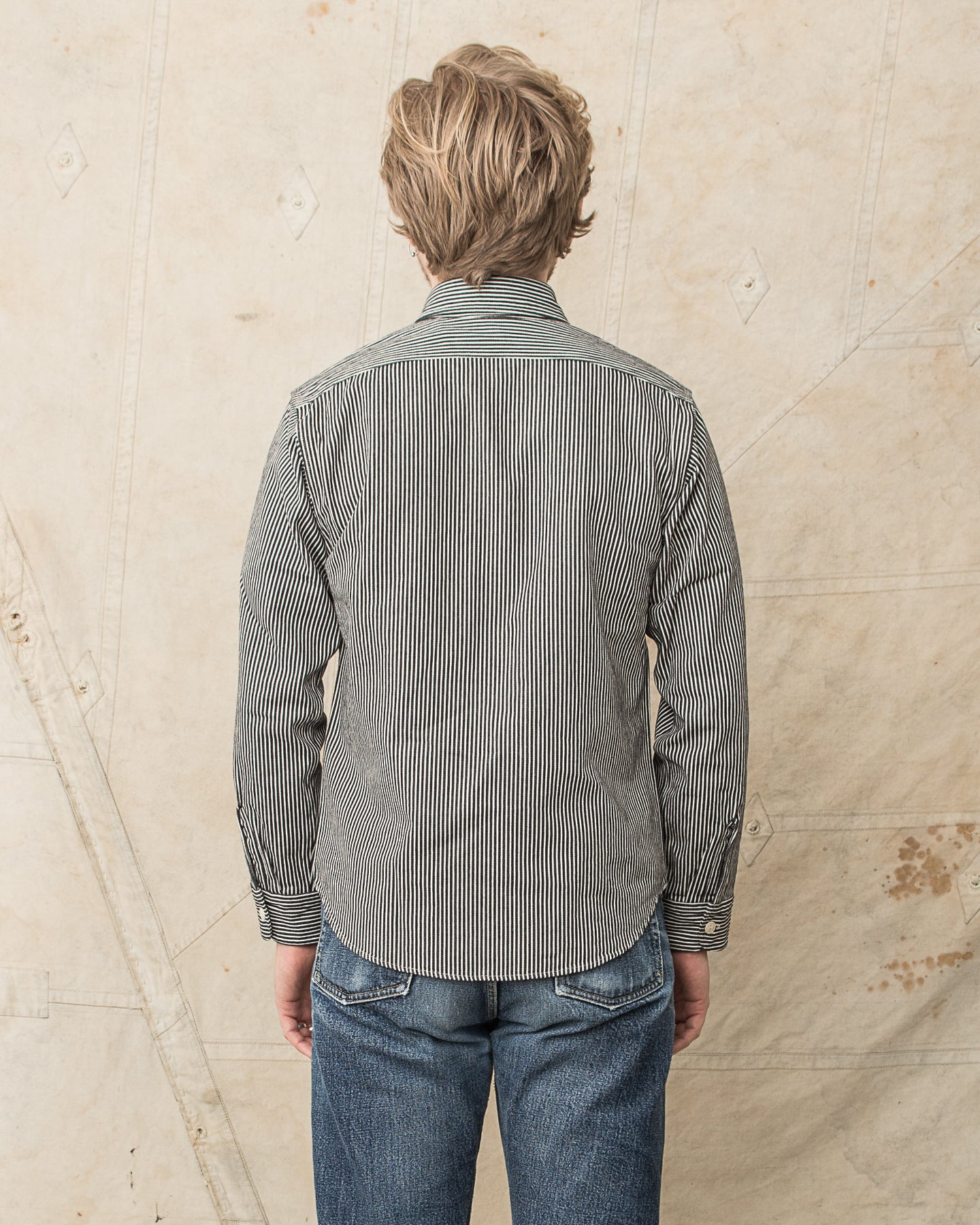 Sugar Cane & Co. Hickory Stripe Work Shirt Black SC27853