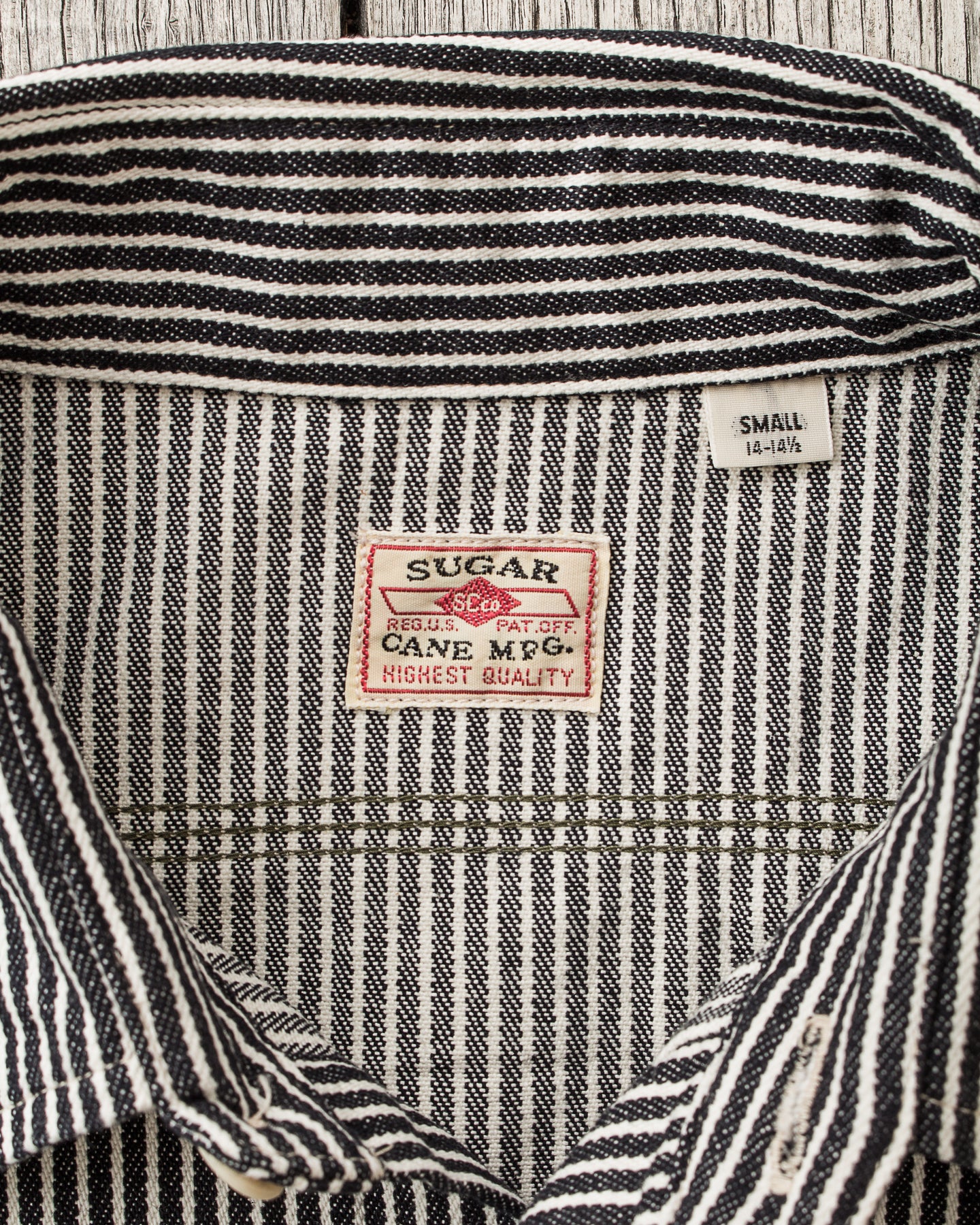 Sugar Cane & Co. Hickory Stripe Work Shirt Black SC27853