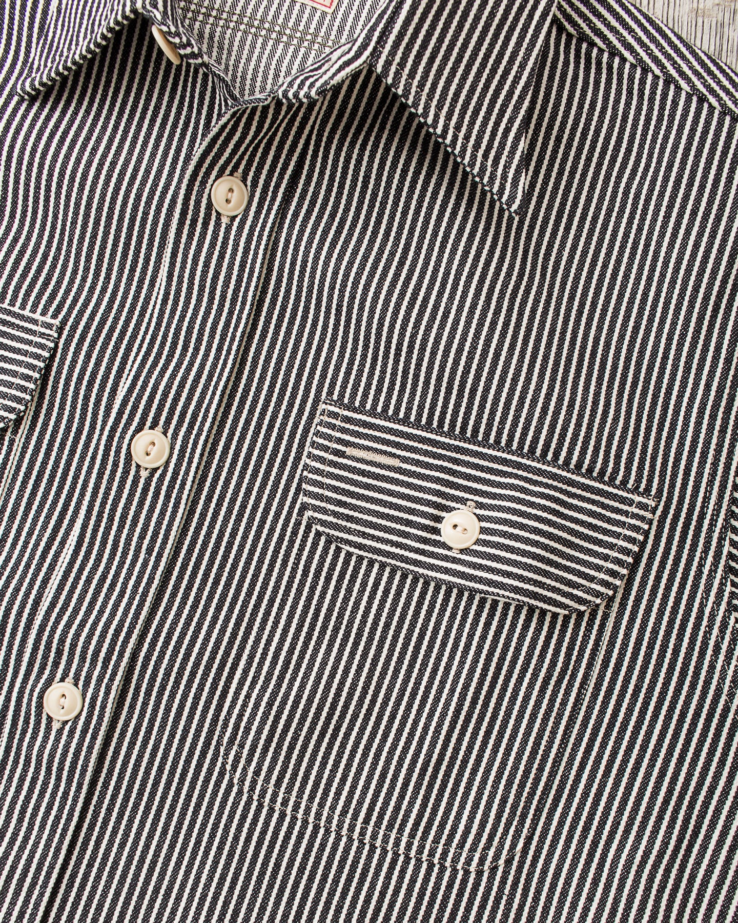 Sugar Cane & Co. Hickory Stripe Work Shirt Black SC27853