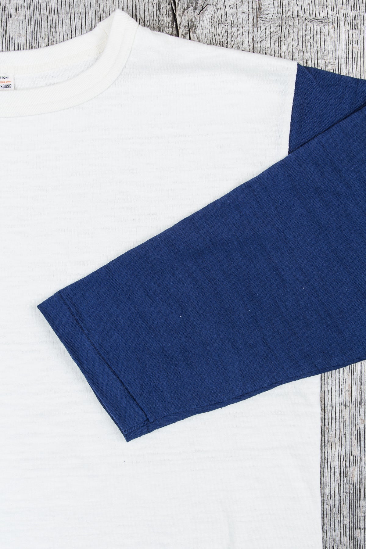 Warehouse & Co Three-Quarter Sleeve Baseball Shirt Cream/Navy