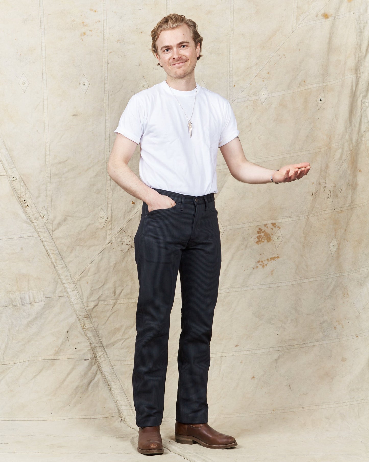 Indigofera Swearengen Pants Black/Grey Hickory Stripe