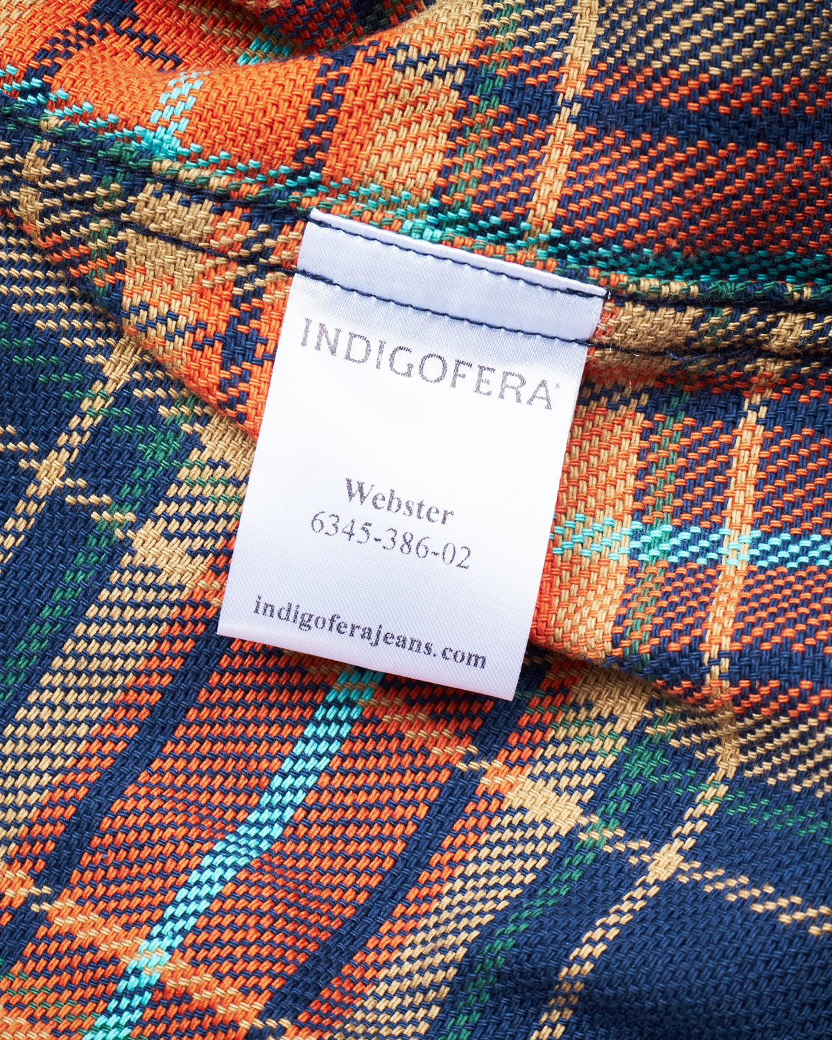 Indigofera Webster Flannel Shirt Heavy Cotton Check Navy / Orange / Brown / Turqouise