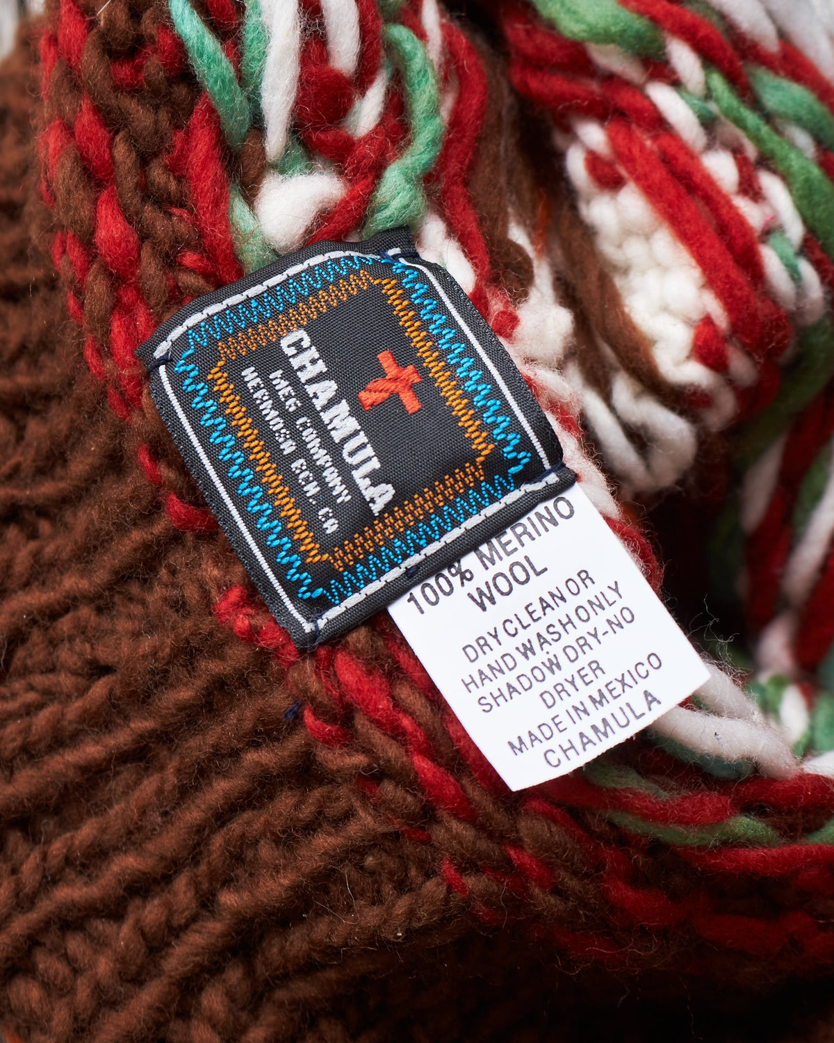 Chamula Double Cuff Wool Cap Fair Isle #3 Brown Heather