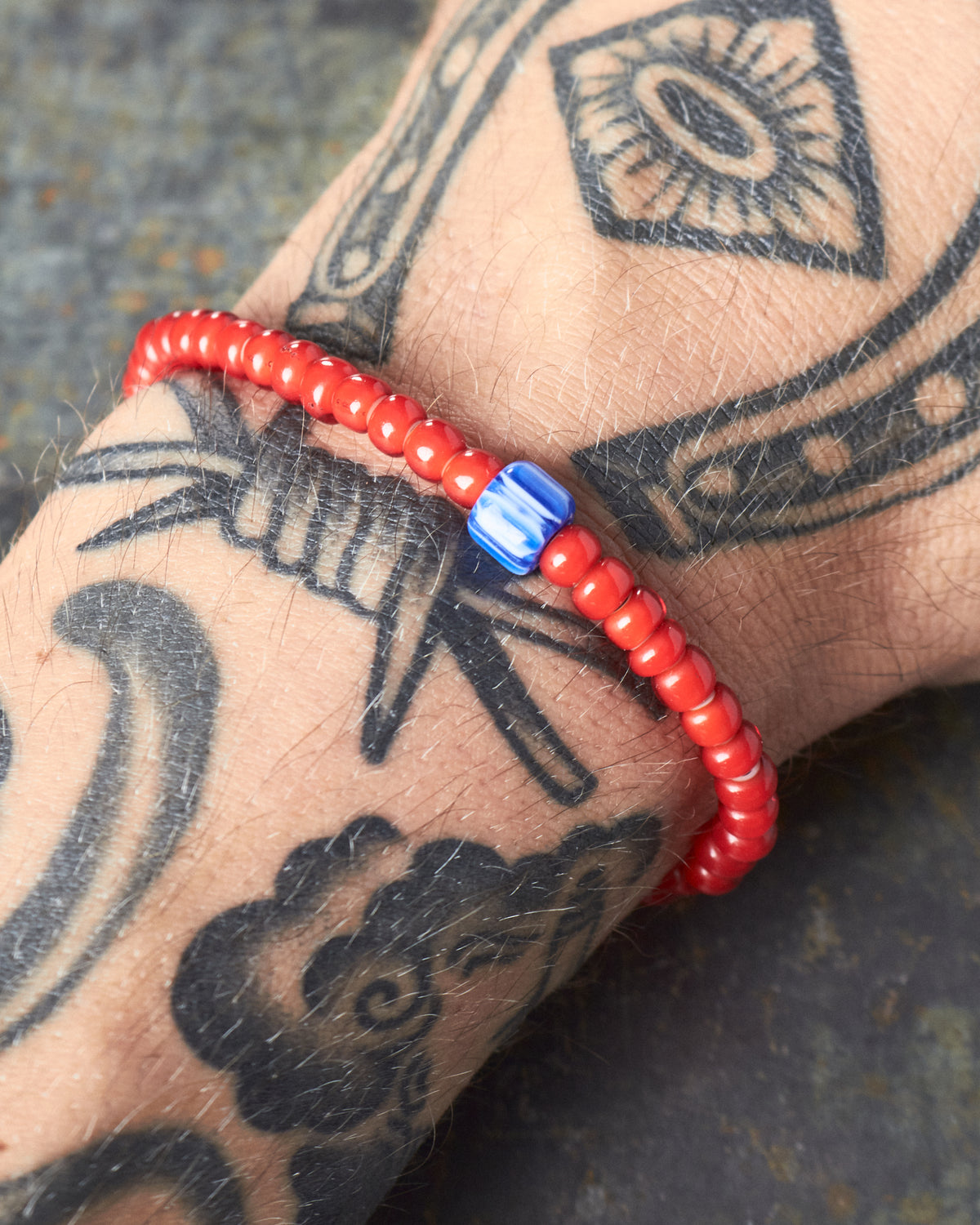 Tenable Crafts Red White Heart Trade Beads Bracelet #200