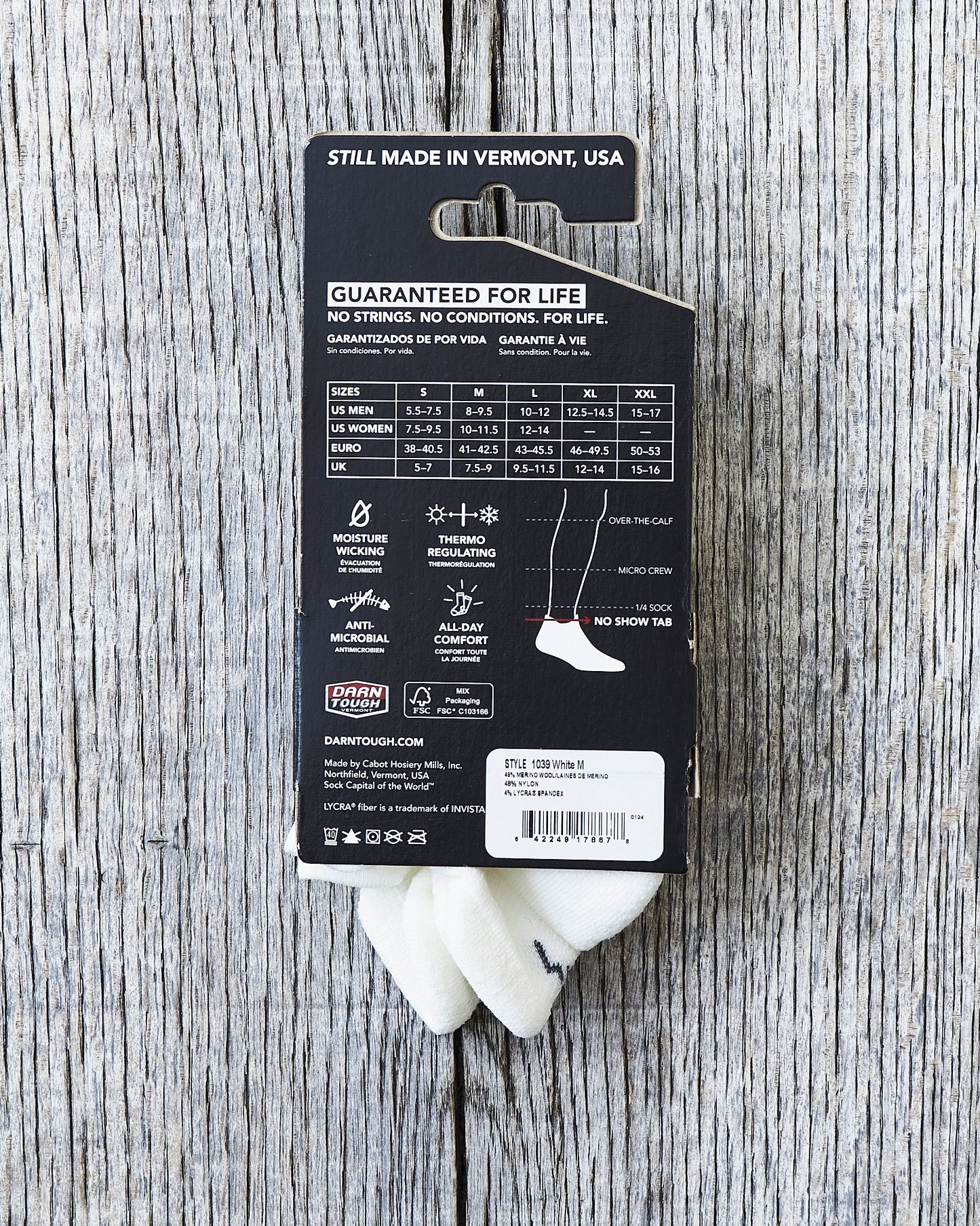 Darn Tough 1039 White Merino Wool Run No Show Tab Ultra-Lightweight With Cushion Socks