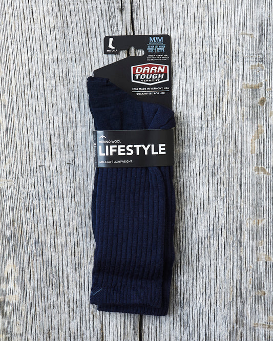 Darn Tough 1480 Navy Merino Wool Lifestyle Mid-Calf Lightweight Socks