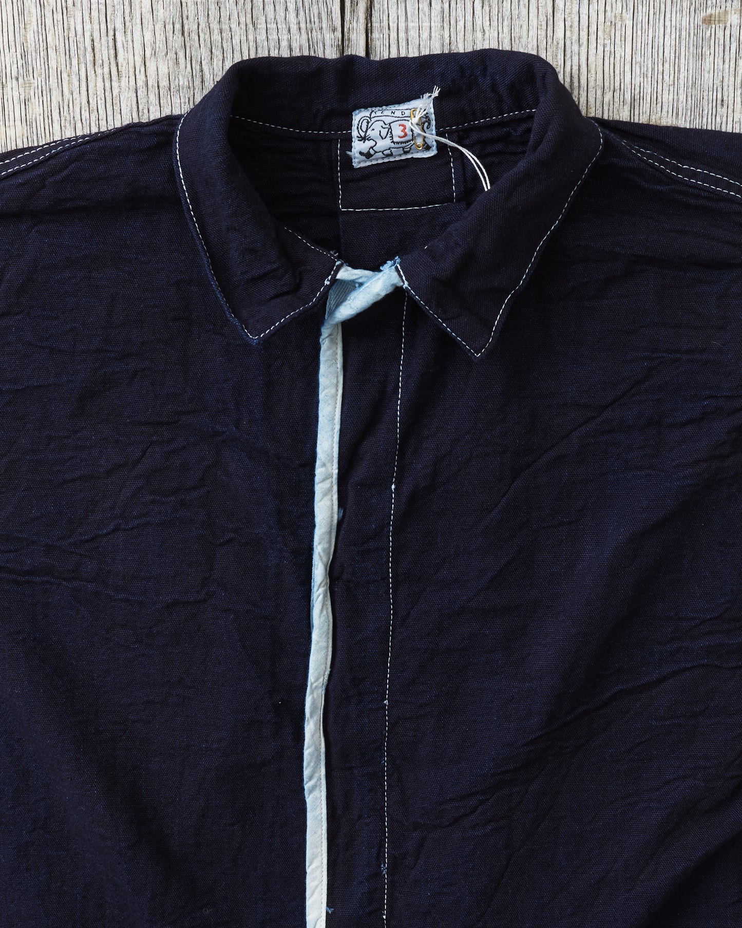 Tender 464 Webbing Fly Shirt Double Indigo Cotton Tote Cloth Rinsed