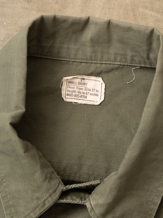 Vintage 1968 US Army Ripstop Tropical Short Sleeved Jacket Size: Small Short