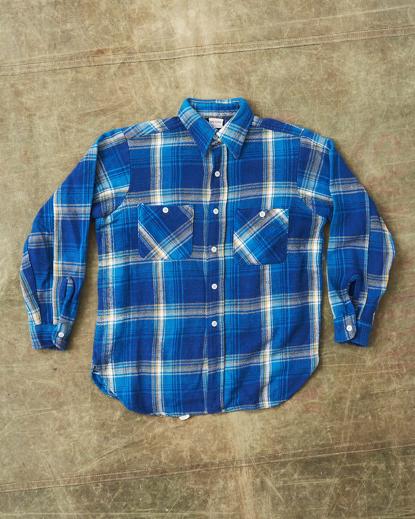トップス BIG YANK HEAVY FLANNEL SHIRT 70s 80s VINTAGE Big Yank Shirt Mens Large Blue Button Up WorkWear