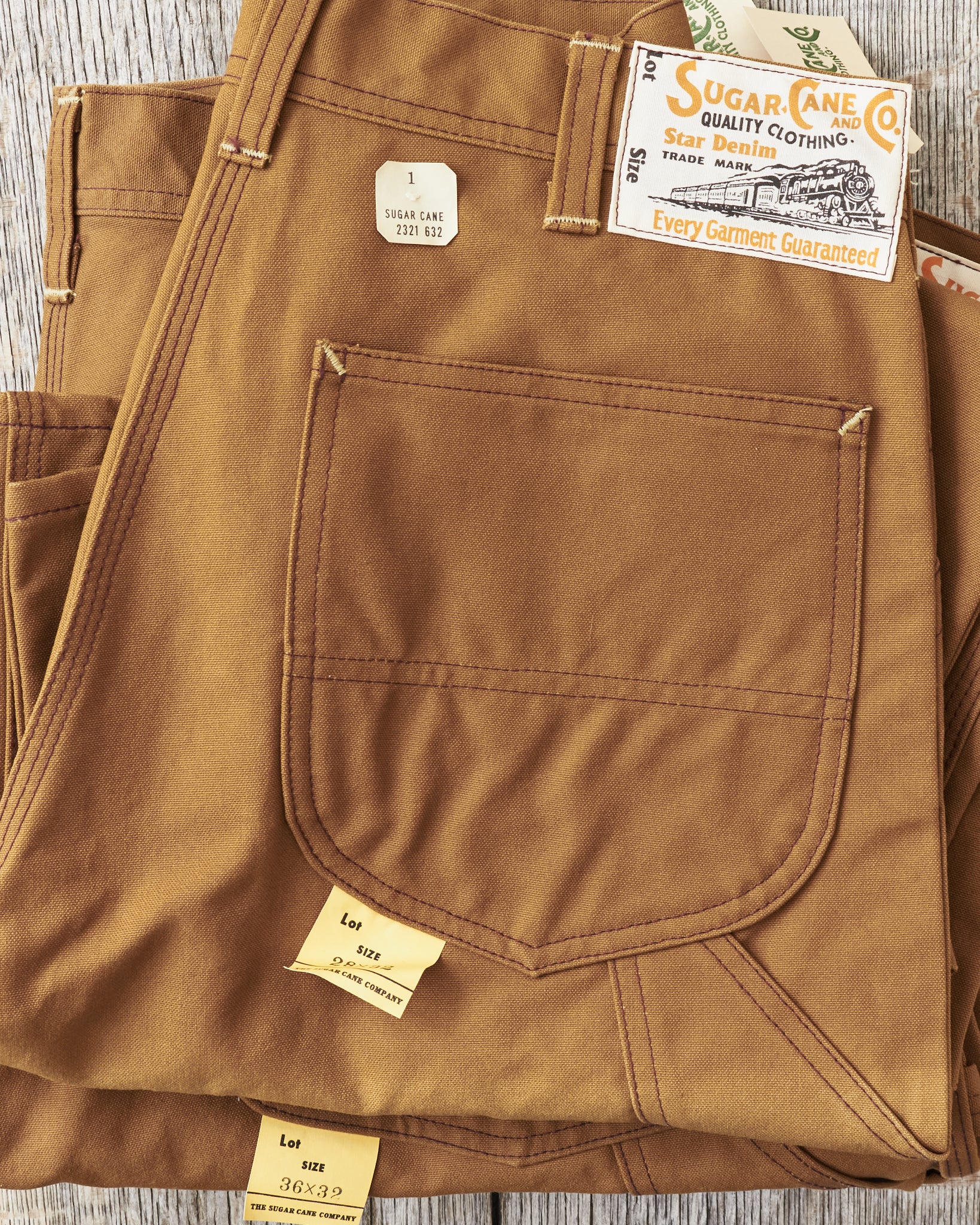 SUN BLEACHED] Sugar Cane 13oz. Brown Duck Work Pants SC41824