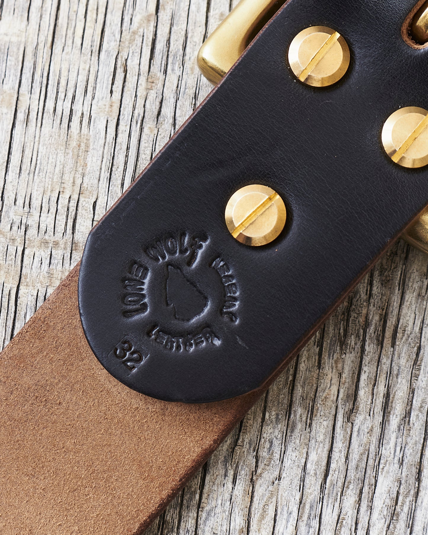 Lone Wolf Leathers Belt Dark Blue Horween CXL Twisted Brass Buckle
