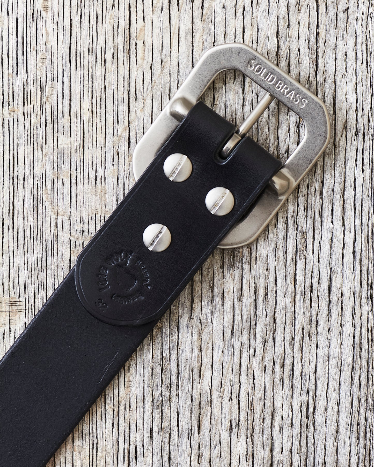 Lone Wolf Leather Belt Tärnsjö Black Veg Tanned Matt Nickel Octagon Buckle