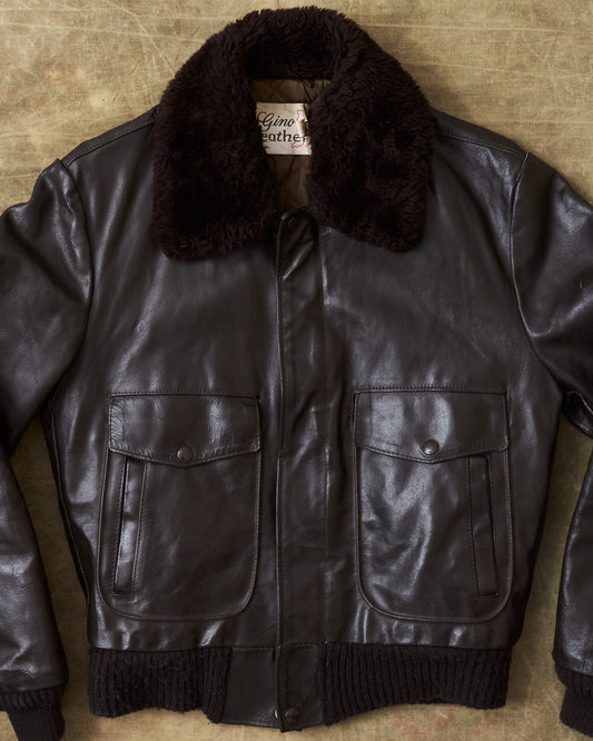 Vintage Gino Leather Flight Jacket Brown Size 38 / Small