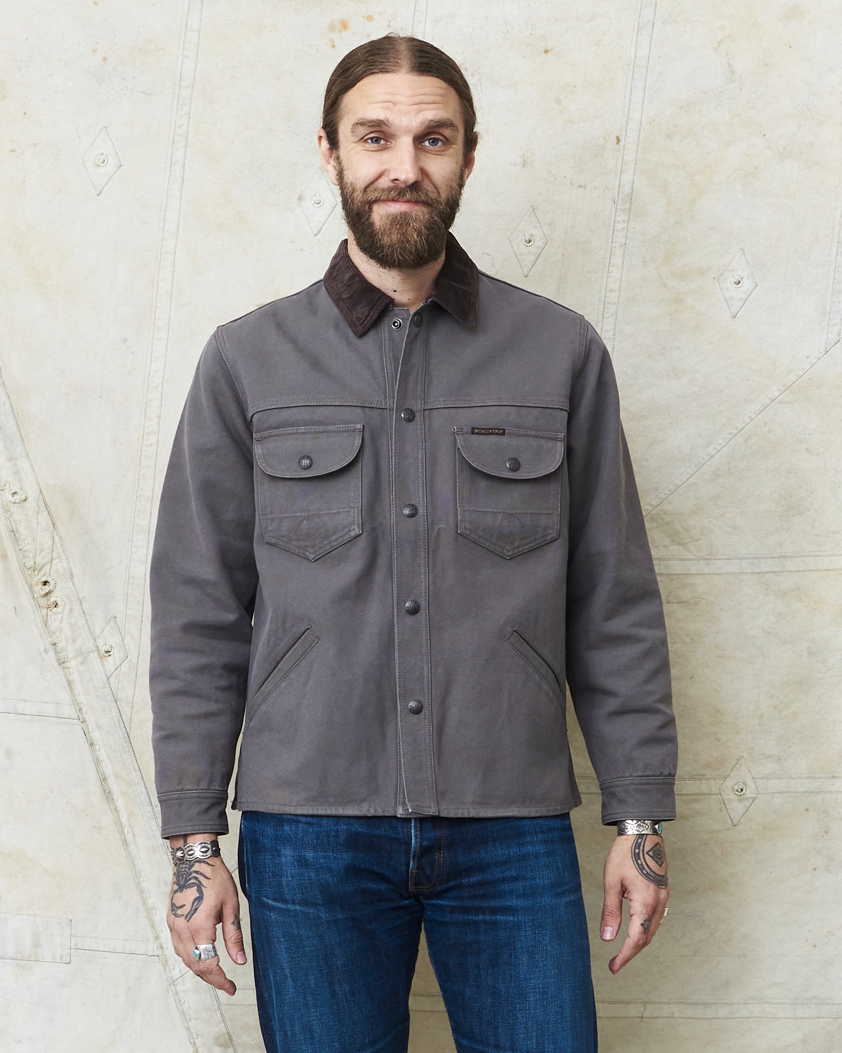 Indigofera Fargo Rider Jacket Smithson Canvas Warm Gray – Second 