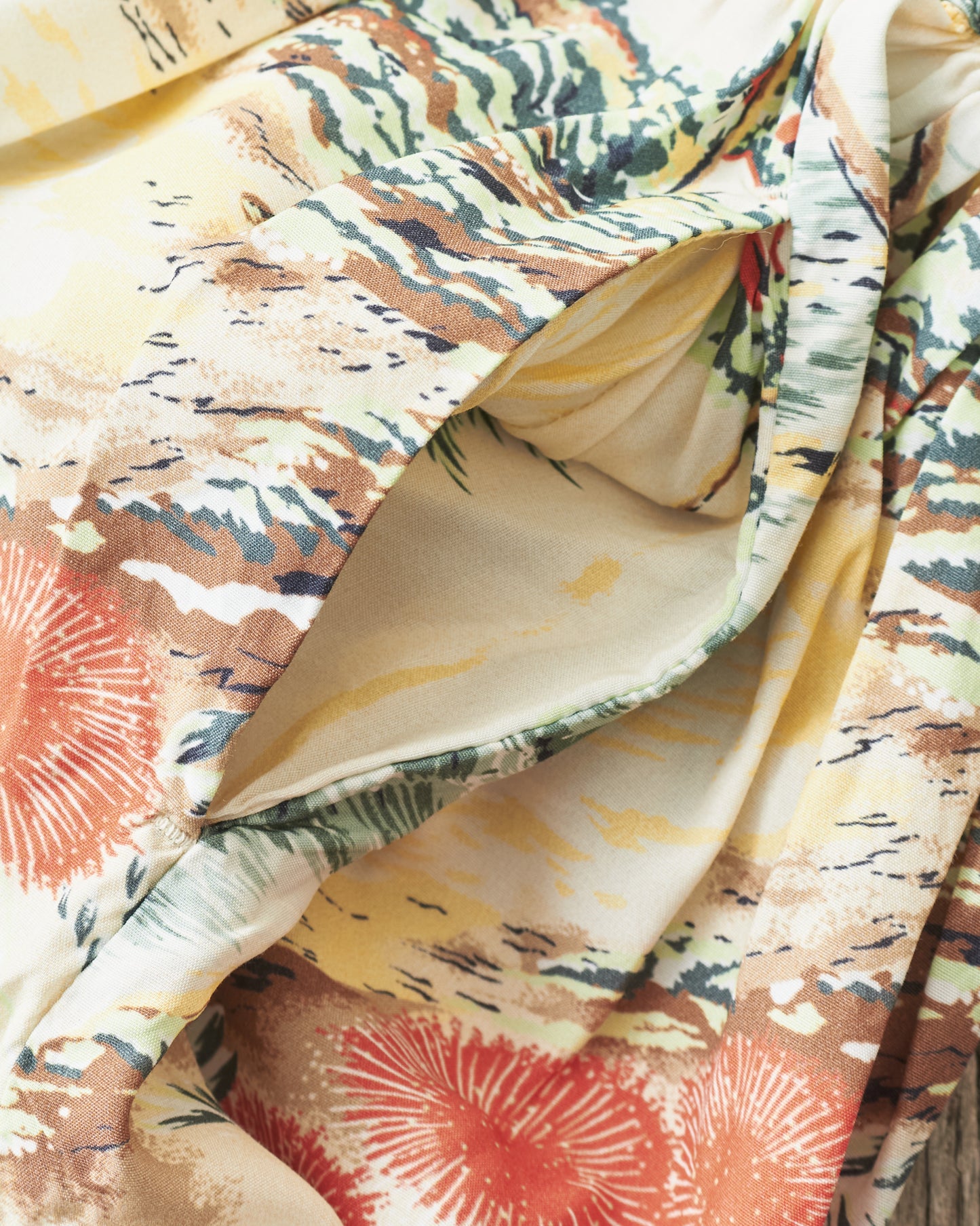 OrSlow 4003 Hawaiian Gathered Rayon Skirt Ecru