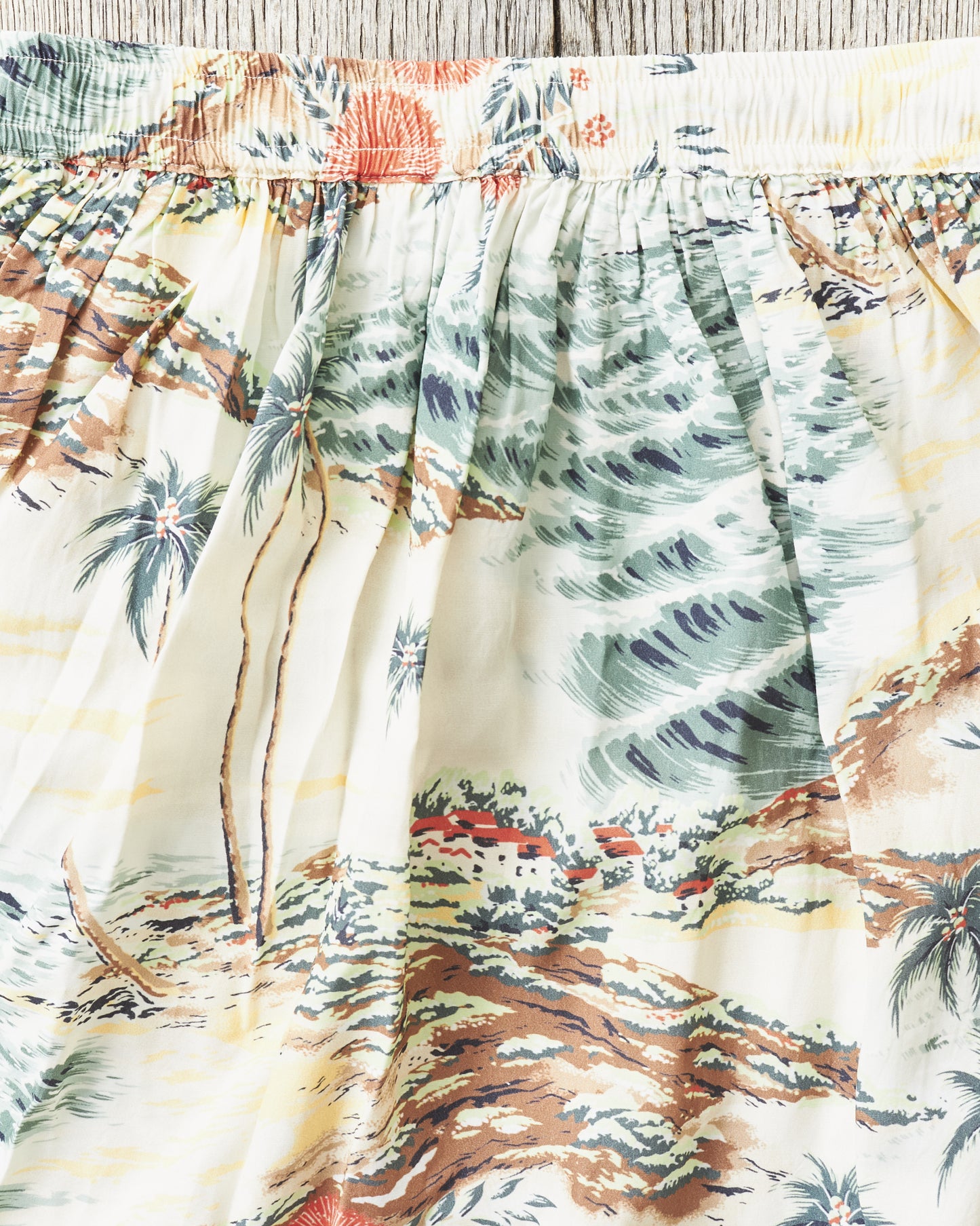 OrSlow 4003 Hawaiian Gathered Rayon Skirt Ecru