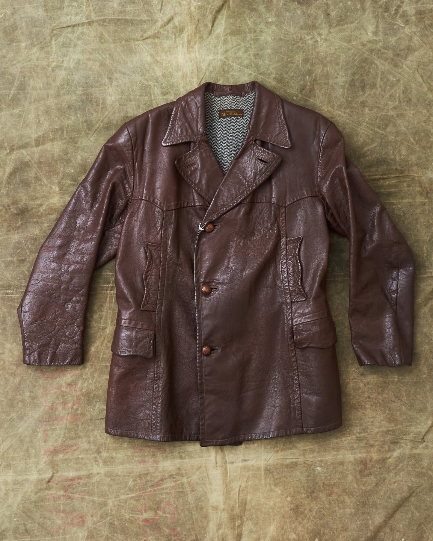 Vintage Swedish Goatskin Leather Coat Size L