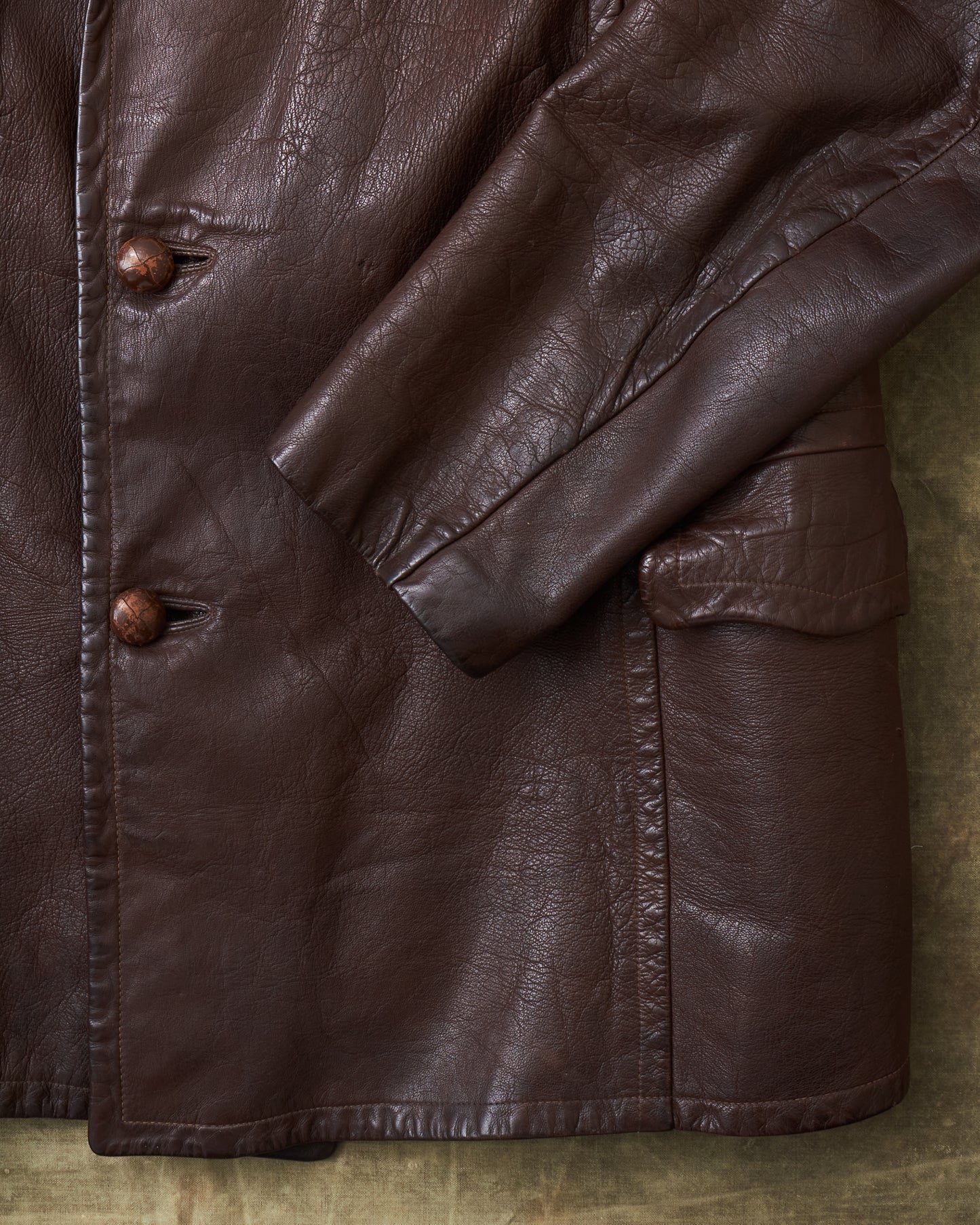 Vintage Swedish Goatskin Leather Coat Size L