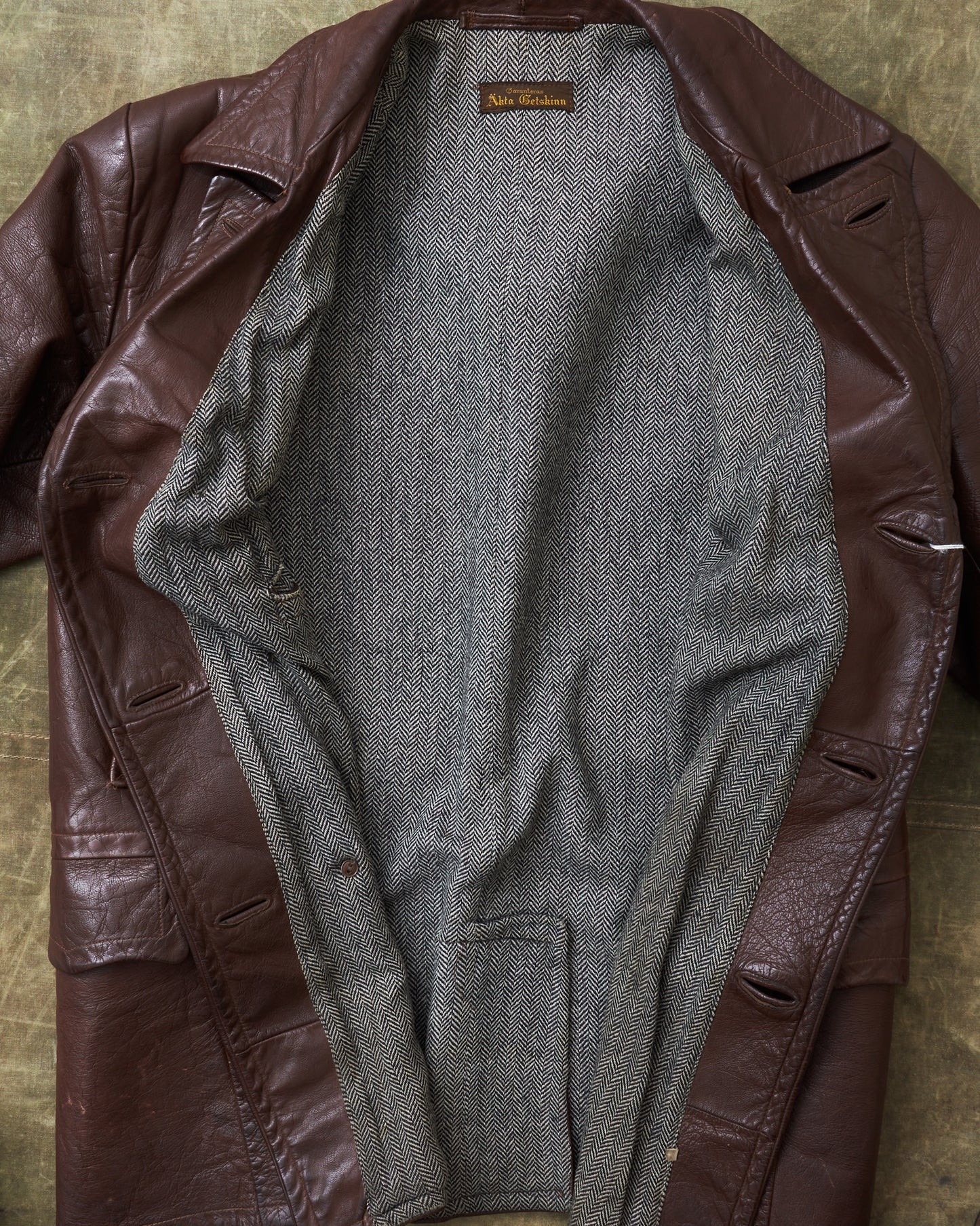 Vintage Swedish Goatskin Leather Coat Size L
