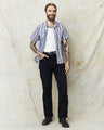 Sugar Cane & Co SC39119 Short Sleeve Heart Stripe Open Shirt Navy