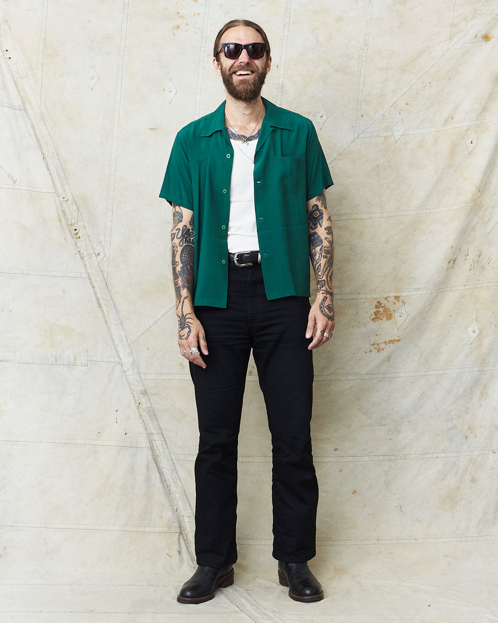 Style Eyes Short Sleeve Rayon Bowling Shirt Green SE39259 – Second