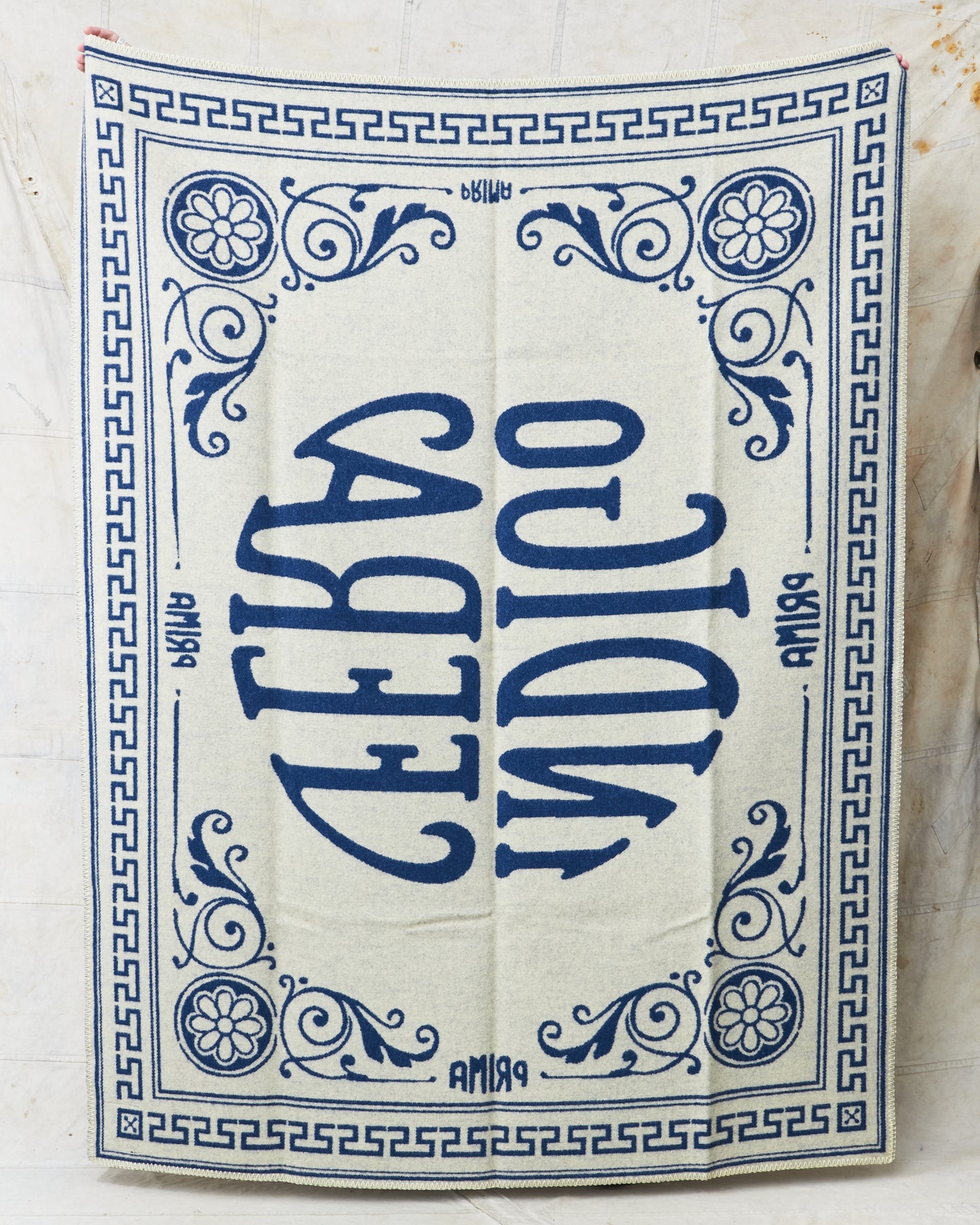 Indigofera Logo Wool Blanket Blue