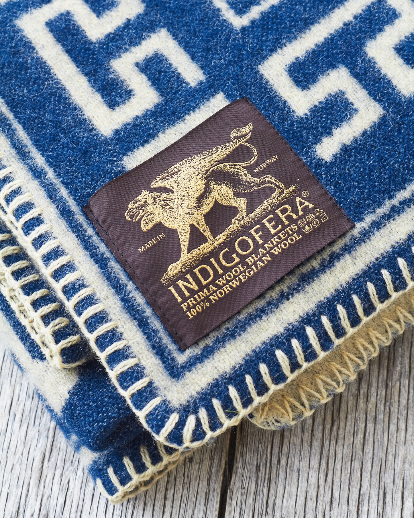 Indigofera Logo Wool Blanket Blue